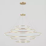 Pendant Circular Inward 5 Rings (ø1200 ø2000 ø3000 ø2000 ø1200) LED 575W 3000K DALI Gold 32310lm