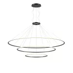 Pendant Circular Inward 3 Rings (ø3000 ø2000 ø1200) LED 381W 2700K DALI Black 19558lm