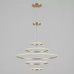 Pendant Circular Outward 5 Rings (ø600 ø1200 ø2000 ø1200 ø600) LED 340W 2700K 0-10V Gold 25644lm