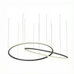Pendant Circular Outward 2 Rings ø2000 Horitzontal Recessed LED 258W 2700K DALI-2 Black 17928lm