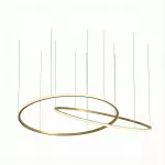 Pendant Circular Outward 2 Rings ø2000 Horitzontal Recessed LED 258W 2700K DALI-2 Gold 17928lm