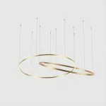 Pendant Circular Downward 2 Rings ø2000 Horitzontal LED 258W 2700K DALI-2 Gold 14916lm