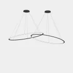 Pendant Circular Downward 2 Rings ø2000 Horitzontal LED 258W 3000K 0-10V Black 16214lm