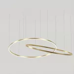 Pendant Circular Downward 2 Rings ø2000 Horitzontal Recessed LED 258W 2700K DALI-2 Gold 14916lm
