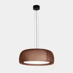 Pendant Gong Microprisma Ø600 LED 27.4W 2700K PHASE CUT Teixit VERMELL Marron RAL 8016 matt 1688lm