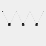 Pendant Attic 3 Bodies Hexagonal Shape 2200mm Side E27 3 x Max. 15W Black 3255lm