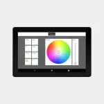 7" black touch screen for DMX control, compatible with controller 71-B667-00-00. USB-A Ethernet RJ45 Wi-Fi (2.4 GHz), 1024x600. 9 VDC (built-in)