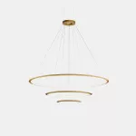 Pendant Circular Inward 5 Rings (ø1200 ø2000 ø3000 ø2000 ø1200) LED 575W 2700K ON-OFF Gold 29725lm