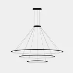 Pendant Circular Inward 3 Rings (ø2000 ø1200 ø600) LED 234W 3000K ON-OFF Black 13469lm