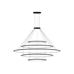 Pendant Circular Outward 5 Rings (ø600 ø1200 ø2000 ø1200 ø600) LED 340W 4000K ON-OFF Black 30102lm