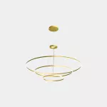 Pendant Circular Downward 3 Rings (ø2000 ø1200 ø600) LED 190W 2700K ON-OFF Gold 13923lm