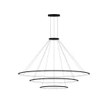 Pendant Circular Downward 3 Rings (ø2000 ø1200 ø600) LED 190W 3000K ON-OFF Black 15058lm