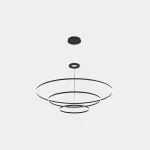 Pendant Circular Downward 3 Rings (ø2000 ø1200 ø600) LED 190W 4000K ON-OFF Black 16263lm
