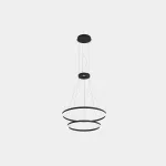 Pendant Circular Downward 2 Rings (ø900 ø600) LED 77.5W 2700K ON-OFF Black 4439lm