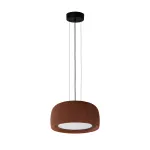 Pendant Gong Microprisma Ø340 LED 15W 2700K TRIAC Marron RAL 8016 matt Teixit VERMELL 1019lm
