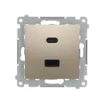 Simon 54 WMDZ-EC2CAx-044 Ładowarka 2xUSB C+A Quick Charge 5/9/12V (moduł), 3.1 A, 5V DC, 230V; złoty mat Koniec produkcji zamiennik: DEC2CAQ.01/44