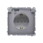 Simon Basic WMBW-73111x-4011 Gniazdo wtyczkowe Schuko do wersji IP44 (moduł) 16A, 250V~, zaciski śrubowe; srebrny mat. Klapka transparentna