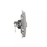 Simon Basic WMUK-0610xx-4011 Gniazdo komputerowe RJ45, kategoria 6, pojedyncze z przesłoną przeciwkurzową (moduł). Montaż na łapki lub wkręty; srebrny mat