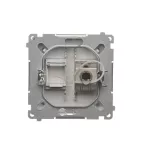 Simon Basic WMUK-0630xx-4011 Gniazdo komputerowe RJ45, kategoria 6, pojedyncze ekranowane z przesłoną przeciwkurzową (moduł). Montaż na łapki lub wkręty; srebrny mat