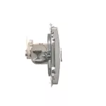 Simon Basic WMUK-0640xx-4011 Gniazdo komputerowe RJ45, kategoria 6, podwójne ekranowane z przesłoną przeciwkurzową (moduł). Montaż na łapki lub wkręty; srebrny mat