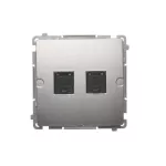 Simon Basic WMUK-0620xx-4011 Gniazdo komputerowe RJ45, kategoria 6, podwójne z przesłoną przeciwkurzową (moduł). Montaż na łapki lub wkręty; srebrny mat