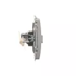 Simon Basic WMUK-0620xx-4011 Gniazdo komputerowe RJ45, kategoria 6, podwójne z przesłoną przeciwkurzową (moduł). Montaż na łapki lub wkręty; srebrny mat