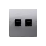 Simon Basic WMUM-0500F2-4011 Gniazdo komputerowe RJ45 kat.5e + telefoniczne RJ11 (moduł). Montaż gniazda na wkręty do puszki; srebrny mat