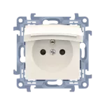 Simon 10 WC-GZ1BCZxx-01-41x Gniazdo wtyczkowe IP44 z uszczelką z przesłonami torów prądowych – klapka w kolorze pokrywy (moduł) 16A, 250V~, szybkozłącza; kremowy