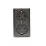 Simon 54 WMEW-22211C-048 Gniazdo podwójne Schuko natynkowe z przesłonami torów prądowych wersja skandynawska 16A, 250V~, szybkozłącza; antracyt
