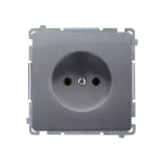 Simon Basic WMUW-00101x-4021 Gniazdo wtyczkowe bez uziemienia (moduł), z przesłonami torów prądowych 16A, 250V~, zaciski śrubowe; srebrny mat