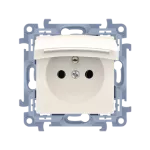Simon 10 WC-GZ1BCxxx-01-41x Gniazdo wtyczkowe z uziemieniem do wersji IP44 z uszczelką – klapka w kolorze pokrywy (moduł) 16A, 250V~, szybkozłącza; kremowy