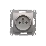 Simon 54 WMDW-0011Sx-043 Gniazdo wtyczkowe z uziemieniem i przesłonami (moduł) 16A, 250V~, szybkozłącza; srebrny mat