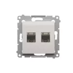 Simon 54 WMDK-0640xx-011 Gniazdo komputerowe podwójne RJ45 kategoria 6 ekranowane z przesłoną przeciwkurzową (moduł); biały