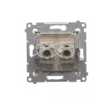 Simon 54 WMDK-0640xx-041 Gniazdo komputerowe podwójne RJ45 kategoria 6 ekranowane z przesłoną przeciwkurzową (moduł); kremowy
