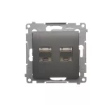 Simon 54 WMDK-0640xx-048 Gniazdo komputerowe podwójne RJ45 kategoria 6 ekranowane z przesłoną przeciwkurzową (moduł); antracyt
