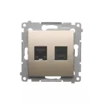 Simon 54 WMDK-0600xx-044 Gniazdo komputerowe RJ45 kategoria 5e + telefoniczne RJ12 (moduł); złoty mat