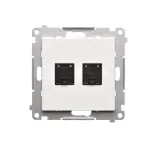 Simon 55 WMDA-P92xx5-111 Gniazdo komputerowe podwójne RJ45 kategoria 6, z przesłoną przeciwkurzową (moduł); Biały mat