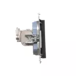 Simon 55 WMDA-P93xx6-149 Gniazdo komputerowe podwójne RJ45 kategoria 6, ekranowane z przesłoną przeciwkurzową (moduł); Czarny mat