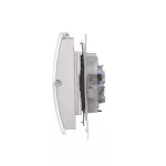 Simon 55 WMDW-00200O-143A Gniazdo wtyczkowe podwójne do wersji IP44 z uszczelką (moduł) 16 A, 250 V~, szybkozłącza. Klapka transparentna; Aluminium mat