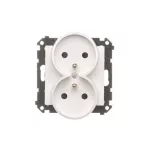 Simon 55 WMDW-00210N-111 Gniazdo wtyczkowe podwójne z uziemieniem z przesłonami (moduł) 16 A, 250 V~, szybkozłącza; Biały mat