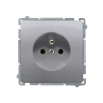 Simon Basic WMUW-00110C-J021 Gniazdo wtyczkowe z uziemieniem (moduł) 16A, 250V~, szybkozłącza; stal inox