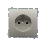 Simon Basic WMUW-00101x-H021 Gniazdo wtyczkowe bez uziemienia (moduł), z przesłonami torów prądowych 16A, 250V~, zaciski śrubowe; satynowy
