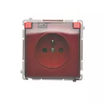 Simon Basic WMUW-53111x-A021 Gniazdo wtyczkowe z uziemieniem, z przesł. torów prądowych, bryzgoszczelne IP44 (moduł) 16A, 250V~, zaciski śrubowe, klapka transp.; czerwone