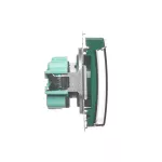 Simon Basic WMUW-53111x-Z021 Gniazdo wtyczkowe z uziemieniem, z przesł. torów prądowych, bryzgoszczelne IP44 (moduł) 16A, 250V~, zaciski śrubowe, klapka transp.; zielone