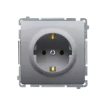 Simon Basic WMUW-02111x-J011 Gniazdo wtyczkowe z uziemieniem Schuko (moduł) z przesłonami torów prądowych,16A, 250V~, zaciski śrubowe; stal inox
