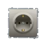 Simon Basic WMUW-02111x-H011 Gniazdo wtyczkowe z uziemieniem Schuko (moduł) z przesłonami torów prądowych,16A, 250V~, zaciski śrubowe; satynowy