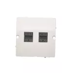 Simon Basic WMUK-0520F2-1011 Gniazdo komputerowe RJ45 podwójne kategoria 5e (moduł). Montaż gniazda na wkręty do puszki; biały