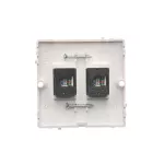 Simon Basic WMUK-0520F2-1011 Gniazdo komputerowe RJ45 podwójne kategoria 5e (moduł). Montaż gniazda na wkręty do puszki; biały