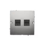 Simon Basic WMUK-0520F2-H011 Gniazdo komputerowe RJ45 podwójne kategoria 5e (moduł). Montaż gniazda na wkręty do puszki; satynowy