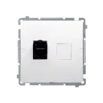 Simon Basic WMUK-0630xx-1011 Gniazdo komputerowe RJ45, kategoria 6, pojedyncze ekranowane z przesłoną przeciwkurzową (moduł). Montaż na łapki lub wkręty; biały